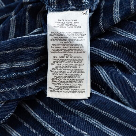 Polo Ralph Lauren Men Classic Fit Striped Cotton Linen Tee Navy Size L - Picture 5 of 8